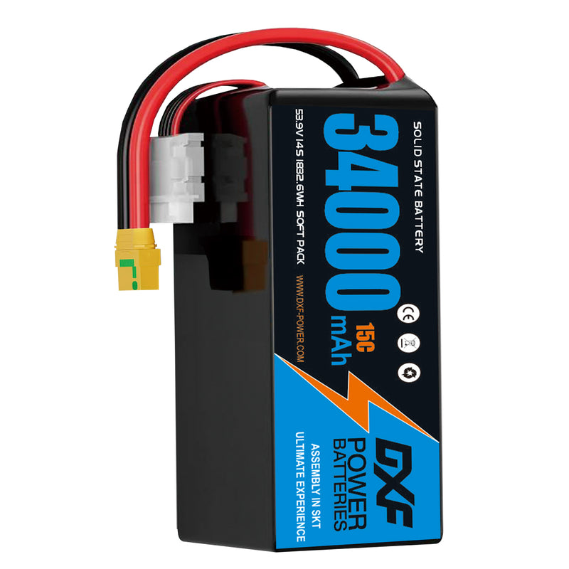 (CN)DXF 14S Lipo Battery 53.9V 15C 34000mAh Soft Case Battery  for Drone UAV FPV Car Truck Tank RC Semi solidstate Battery Racing Hobby
