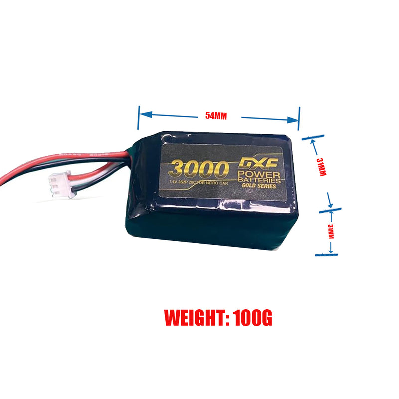 (EU)DXF 2S 3000mAh 7.4V 20C Batteria Lipo ad Alta Capacità Hardcase con nitrio lipo underSpina per 1:8 Scala RC Auto, Multi-Rotore RC Aeroplano, RC Elicottero, RC Barca