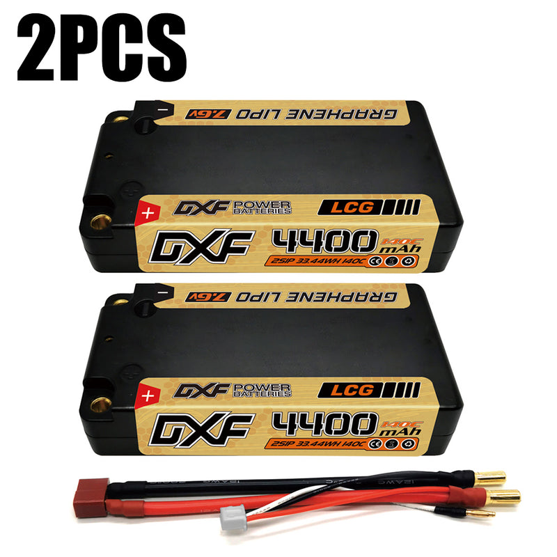 (FR)DXF 2S Shorty Lipo Battery 7.6V 140C 4400mAh 5mm T Plug Hardcase For 1/10 Buggy Truggy Offroad Boat Car Truck RACING Helicopter