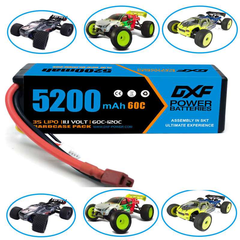 (CA)DXF Lipo Battery 3S 11.1V 5200MAH 60C Blue Series lipo Hardcase with Deans Plug for Rc 1/8 1/10 Buggy Truck Car Off-Road Drone