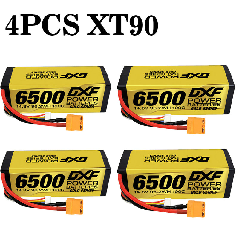 (PL)DXF Lipo Battery 4S 14.8V 6500MAH 100C GoldSeries Graphene lipo Hardcase with EC5 and XT90 Plug for Rc 1/8 1/10 Buggy Truck Car Off-Road Drone