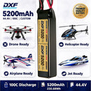 DXF Lipo Battery 12S 44.4V 5200mAh 100C GoldSeries Graphene Softcase with EC5 / T / TRX / XT60 / XT90 / XT150 / Q8s Plug for RC 1/8 1/10 Buggy Truck Car Off-Road Drone