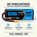 DXF LiPo Battery 4S 14.8V 6200mAh 120C Graphene Softcase with EC5 / T / TRX / XT60 / XT90 / XT150 / Q8s Plug for RC 1/8 1/10 Buggy Truck Car Off-Road Drone