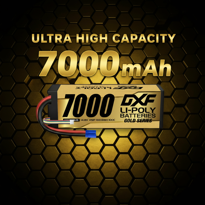 DXF Lipo Battery EC5 PLUG 4S 14.8V 7000mAh 100C/200C HardCase Lipo Battery for RC HPI HSP 1/8 1/10 Buggy RC Car Truck