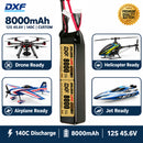 DXF Lipo Battery 12S HV 45.6V 8000mAh 140C GoldSeries Graphene Softcase with EC5 / T / TRX / XT60 / XT90 / XT150 / Q8s Plug for RC 1/8 1/10 Buggy Truck Car Off-Road Drone