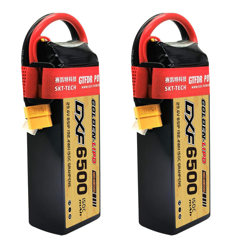 (CN)DXF 8S Lipo Battery 29.6V 150C 6500mAh Soft Case Battery with EC5 XT90 Connector for Car Truck Tank RC Buggy Truggy Racing Hobby