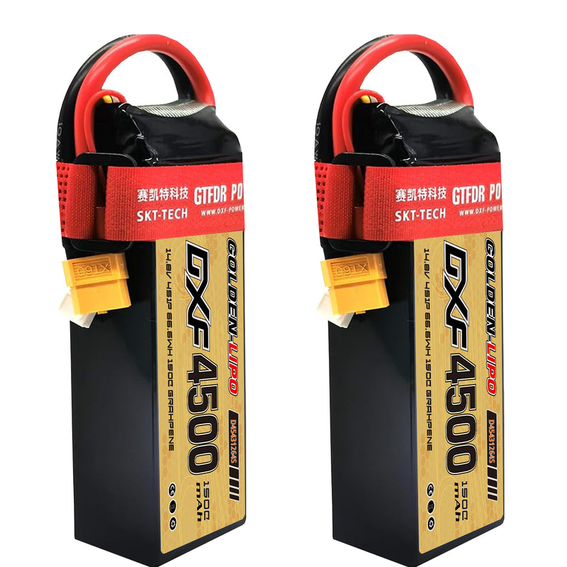 (CN)DXF 4S Lipo Battery 14.8V 150C 4500mAh Soft Case Battery with EC5 XT90 Connector for Car Truck Tank RC Buggy Truggy Racing Hobby