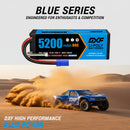 DXF 4S 14.8V 5200mAh 80C BLUE Series Graphene LiPo Hardcase Battery with 10AWG EC5 Plug for 1/8 1/10 RC Car Truck Boat Drone (1-6 Pack Available)