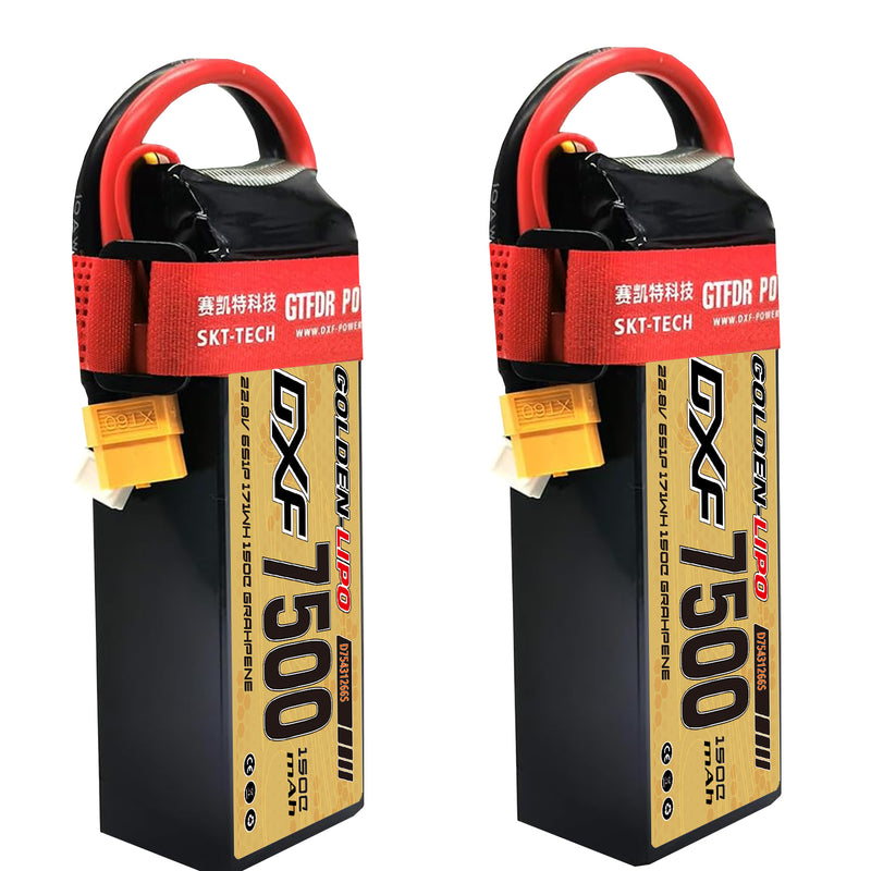 (CN)DXF 6S Lipo Battery 22.8V 150C 7500mAh Soft Case Battery with EC5 XT90 Connector for Car Truck Tank RC Buggy Truggy Racing Hobby