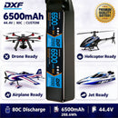 DXF LiPo Battery 12S 44.4V 6500mAh 80C Graphene Softcase Blue with EC5 / T / TRX / XT60 / XT90 / XT150 / Q8s Plug for RC 1/8 1/10 Buggy Truck Car Off-Road Drone