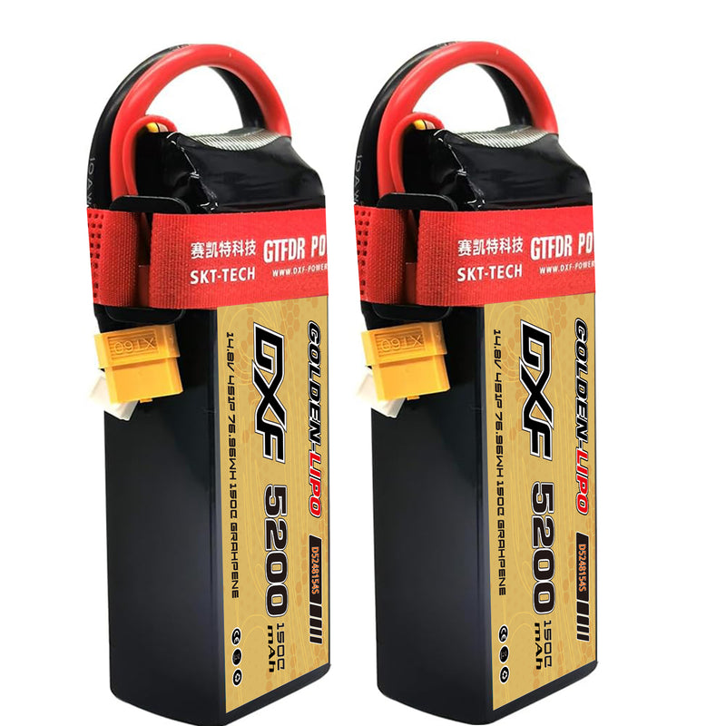 (CN)DXF 4S Lipo Battery 14.8V 150C 5200mAh Soft Case Battery with EC5 XT90 Connector for Car Truck Tank RC Buggy Truggy Racing Hobby