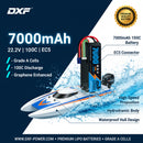 DXF 6S 22.2V 7000mAh 100C Softcase LiPo Battery with EC5 & 10AWG Wire for 1/8 RC Cars (1-6 Pack)
