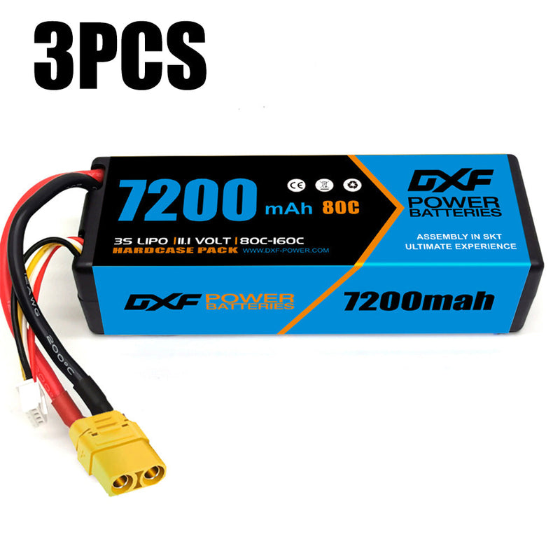 (FR)DXF Lipo Battery 3S 11.1V 7200MAH 80C Blue Series lipo Hardcase with XT90 Plug for Rc 1/8 1/10 Buggy Truck Car Off-Road Drone