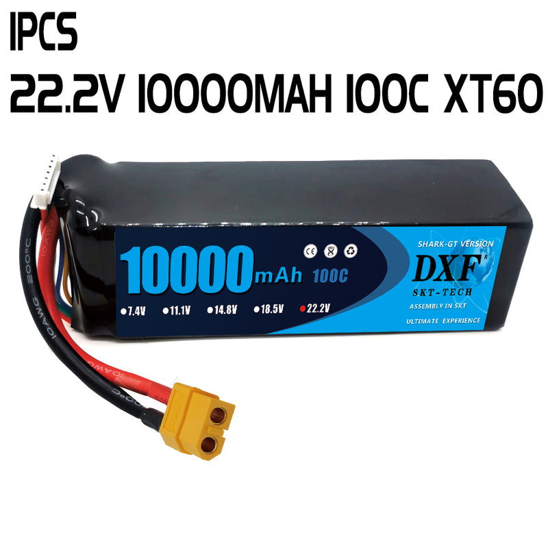 (PL)DXF 6S Lipo Battery 22.2V 100C10000mAh Soft Case Battery with XT60 Connector for Car Truck Tank RC Buggy Truggy Racing Hobby