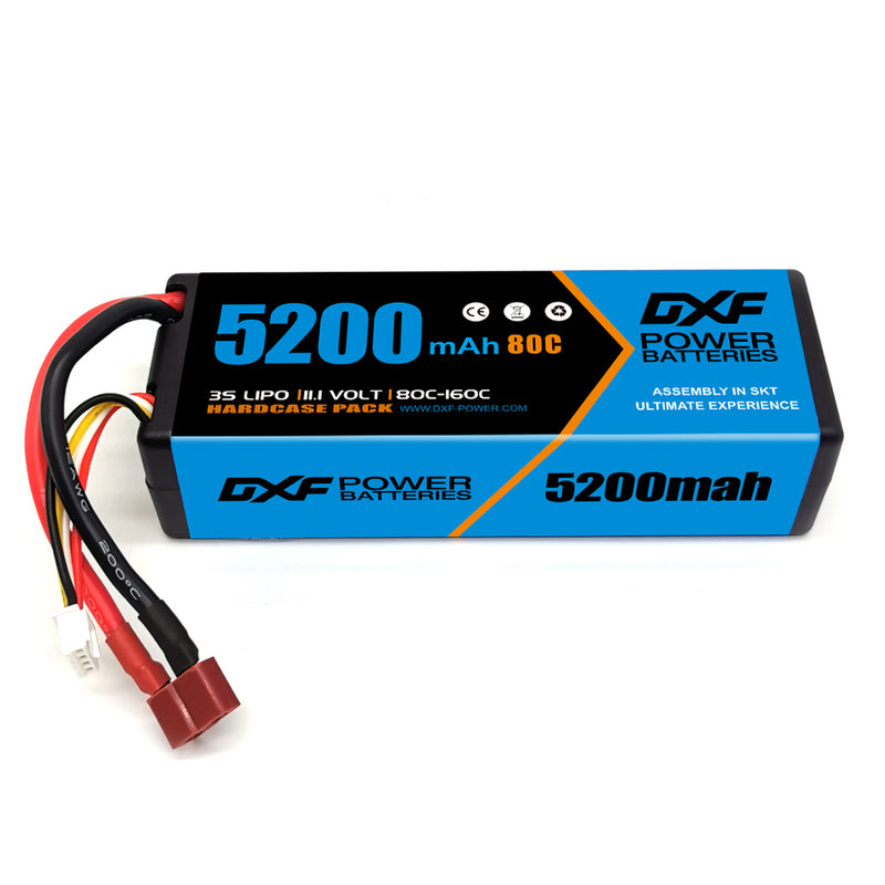 (GE)DXF Lipo Battery 3S 11.1V 5200MAH 80C Blue Series lipo Hardcase with Deans Plug for Rc 1/8 1/10 Buggy Truck Car Off-Road Drone