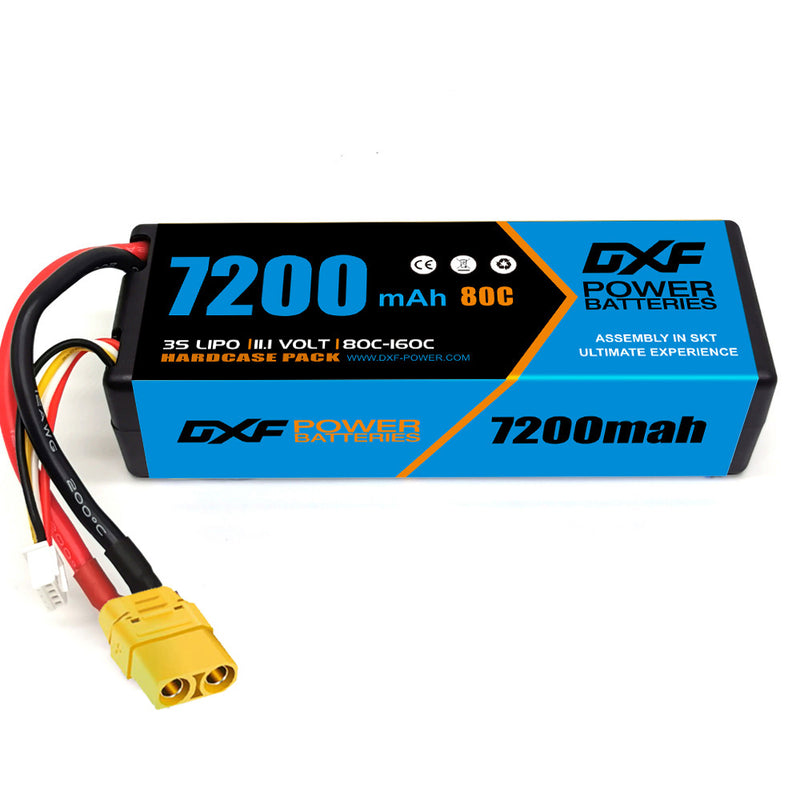 (EU)DXF Lipo Battery 3S 11.1V 7200MAH 80C Blue Series lipo Hardcase with XT90 Plug for Rc 1/8 1/10 Buggy Truck Car Off-Road Drone