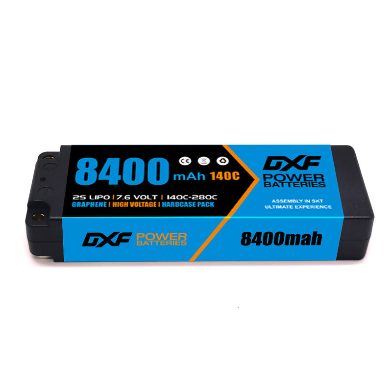 (ES) DXF 2S 7.6V Lipo Battery 140C 8400mAh with 5mm Bullet for RC 1/8 Vehicles Car Truck Tank Truggy Competition Racing Hobby