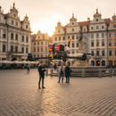 欧洲古城无人机场景