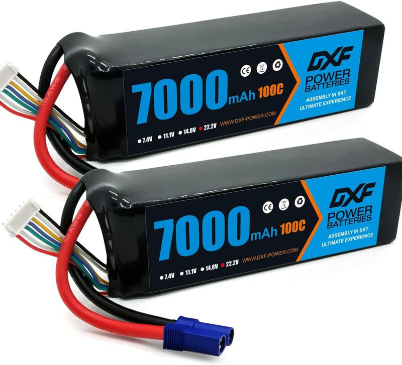 (EU)DXF 6S Lipo Battery 22.2V 100C 7000mAh Soft Case Battery with EC5 Connector for Car Truck Tank RC Buggy Truggy Racing Hobby