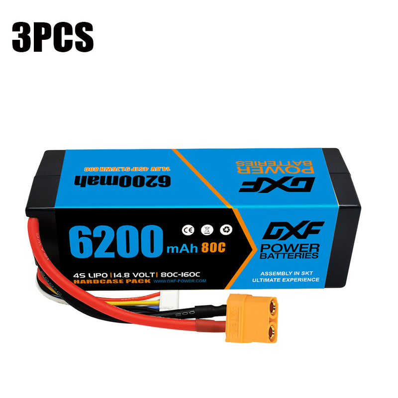 (CA)DXF Lipo Battery 4S 14.8V 6200MAH 80C  lipo Hardcase XT90 Plug for Rc 1/8 1/10 Buggy Truck Car Off-Road Drone