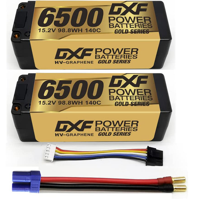 (GE)DXF Lipo Battery 4S 15.2V 6500MAH 140C GoldSeries  LCG 5MM Graphene lipo Hardcase with EC5 and XT90 Plug for Rc 1/8 1/10 Buggy Truck Car Off-Road Drone