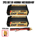 (CN)DXF 5mm 2S 4400mAh 7.6V 140C GOLDEN-NGP Batteria Lipo ad Alta Capacità Hardcase con XT90 Spina per 1:8 Scala RC Auto, Multi-Rotore RC Aeroplano, RC Elicottero, RC Barca