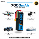 DXF 6S 22.2V 7000mAh 100C Softcase LiPo Battery with XT60 & 10AWG Wire for 1/8 RC Cars (1-6 Pack)