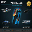 DXF 6S 22.2V 7000mAh 100C Softcase LiPo Battery with XT90 & 10AWG Wire for 1/8 RC Cars (1-6 Pack)