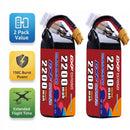 DXF 6S 22.2V 2200mAh 150C Graphene Softcase LiPo Battery with XT60 Plug for FPV Racing Drones, Quadcopters & RC Planes (1-6 Pack Available)