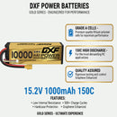 DXF LiPo Battery 4S HV 15.2V 10000mAh 150C Graphene Hardcase Gold with EC5 / T / TRX / XT60 / XT90 / XT150 / Q8s Plug for RC 1/8 1/10 Buggy Truck Car Off-Road Drone