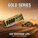 DXF 3S 11.4V 8000mAh 140C Graphene Hardcase LiPo Battery with EC5 Plug for 1/8 1/10 RC Cars, Trucks, Buggies (1-6 Pack Available)