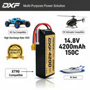 DXF Lipo Battery 4S 14.8V 4200mAh 150C GoldSeries Graphene Softcase with EC5 / T / TRX / XT60 / XT90 / XT150 / Q8s Plug for RC 1/8 1/10 Buggy Truck Car Off-Road Drone