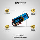 DXF BLUE Series 3S 11.1V 7200mAh 100C Graphene Hardcase LiPo Battery with Deans/T-Plug & 10AWG Wire (1-6 Pack)