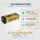 DXF LiPo Battery 4S HV 15.2V 6500mAh 140C Graphene Gold Version with 5mm Bullet / EC5 / T / TRX / XT60 / XT90 / XT150 / Q8s Plug for RC 1/8 1/5 Scale Car Buggy Truggy Racing