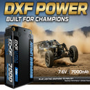 DXF LiPo Battery 2S2P HV 7.6V 7000mAh 140C Graphene Gray with 5mm Bullet / EC5 / T / TRX / XT60 / XT90 / XT150 / Q8s Plug for RC 1/10 1/8 Scale Car Racing