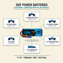 DXF BLUE Series 3S 11.1V 7200mAh 80C Hardcase LiPo Battery with EC5 Plug for 1/8 1/10 RC Car Truck (1-6 Pack)