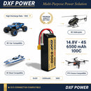 DXF Lipo Battery 4S 14.8V 6500mAh 100C Graphene Softcase with EC5 / T / TRX / XT60 / XT90 / XT150 / Q8s Plug for RC 1/8 1/10 Buggy Truck Car Off-Road Drone