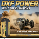 DXF LiPo Battery 2S2P HV 7.6V 6300mAh 130C Graphene NGP Plus Gold Version with 5mm Bullet / EC5 / T / TRX / XT60 / XT90 / XT150 / Q8s Plug for RC 1/10 1/8 Scale Car Racing