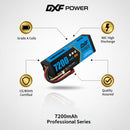 DXF BLUE Series 3S 11.1V 7200mAh 80C Hardcase LiPo Battery with Deans/T-Plug & 10AWG Wire (1-6 Pack)