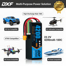 DXF Lipo Battery 6S 22.2V 4200MAH 100C  lipo SoftCase xt60 Plug for Rc 1/8 1/10 Buggy Truck Car Off-Road Drone
