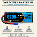 DXF 3S LiPo 배터리 11.1V 5200mAh 80C 하드케이스 (RC 1/8 1/10 버기 트럭 자동차 오프로드 드론용 EC5 플러그 포함)
