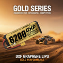 DXF 리포 배터리 4S 15.2V 9200MAH 130C 골드시리즈 그래핀 리포 하드케이스 (EC5 및 XT90 플러그 포함) Rc 1/8 1/10 버기 트럭 자동차 오프로드 드론용