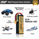 DXF Lipo Battery 6S 22.2V 4200mAh 150C GoldSeries Graphene Softcase with EC5 / T / TRX / XT60 / XT90 / XT150 / Q8s Plug for RC 1/8 1/10 Buggy Truck Car Off-Road Drone