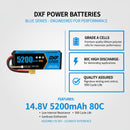 DXF LiPo Battery 4S 14.8V 5200mAh 80C Graphene Softcase with EC5 / T / TRX / XT60 / XT90 / XT150 / Q8s Plug for RC 1/8 1/10 Buggy Truck Car Off-Road Drone