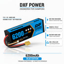 DXF LiPo Battery 3S 11.1V 6200mAh 80C Graphene Softcase with EC5 / T / TRX / XT60 / XT90 / XT150 / Q8s Plug for RC 1/8 1/10 Buggy Truck Car Off-Road Drone