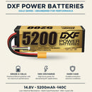 DXF LiPo Battery 4S 14.8V 5200mAh 140C Graphene Softcase Gold with EC5 / T / TRX / XT60 / XT90 / XT150 / Q8s Plug for RC 1/8 1/10 Buggy Truck Car Off-Road Drone