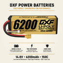 DXF LiPo Battery 4S 14.8V 6200mAh 150C Graphene Softcase with EC5 / T / TRX / XT60 / XT90 / XT150 / Q8s Plug for RC 1/8 1/10 Buggy Truck Car Off-Road Drone
