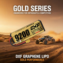 DXF LiPo Battery 4S HV 15.2V 9200mAh 140C Graphene Hardcase Gold with EC5 / T / TRX / XT60 / XT90 / XT150 / Q8s Plug for RC 1/8 1/10 Buggy Truck Car Off-Road Drone