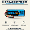 DXF 리포 배터리 3S 11.1V 5200MAH 80C 블루 시리즈 리포 하드케이스 딘스 플러그 포함 (RC 1/8 1/10 버기 트럭 자동차 오프로드 드론용)