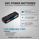 DXF LiPo Battery 2S2P HV 7.6V 9200mAh 140C Graphene Gray with 5mm Bullet / EC5 / T / TRX / XT60 / XT90 / XT150 / Q8s Plug for RC 1/10 1/8 1/5 Scale Car Racing